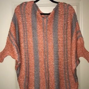 Corral and grey sweater